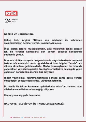 RTÜK’den Yayıncılara Uyarı